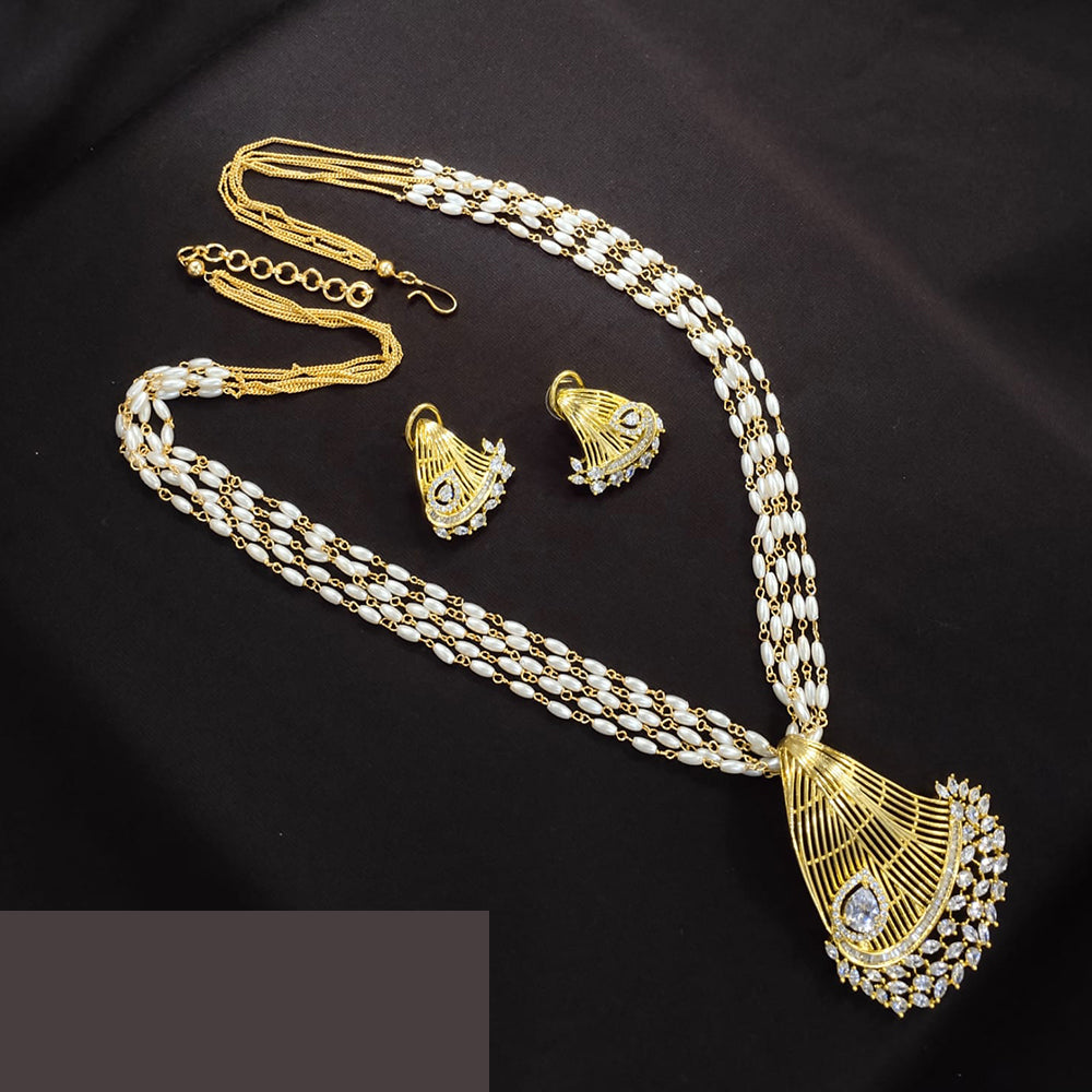 Akruti Collection Regal Elegance Austrian Stone Pearls Necklace Set