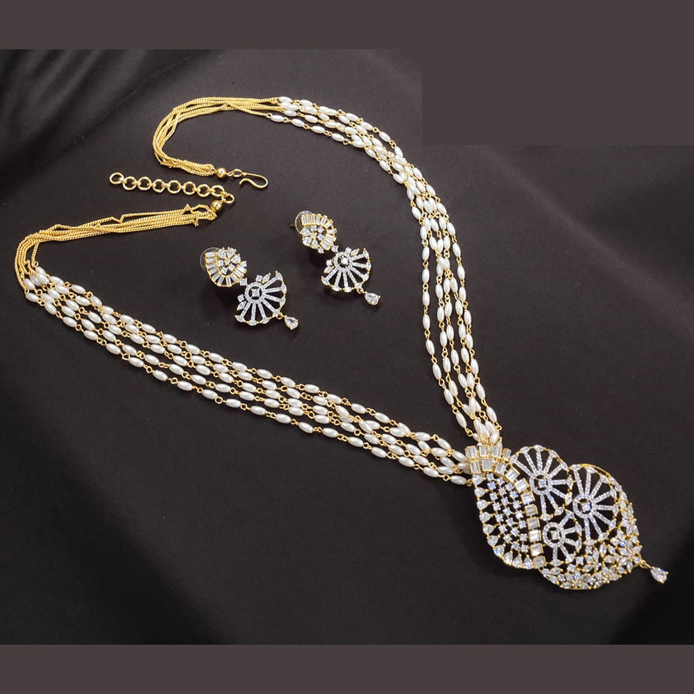 Akruti Collection Regal Elegance Austrian Stone Pearls Necklace Set