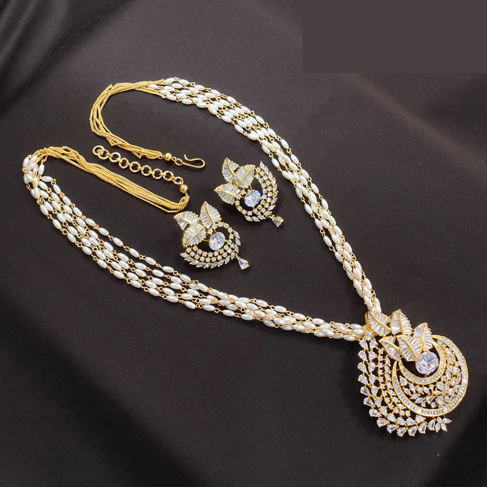 Akruti Collection Regal Elegance Austrian Stone Pearls Necklace Set