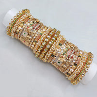 Akruti Collection Grand Bridal Bangle Set Temple Inpired Jewelry With Kundan Miniature Deity And Pearl Work