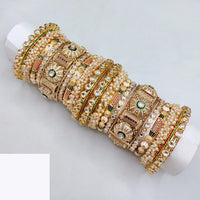 Akruti Collection South Indian Style Bridal Jewlery With Antique Gold Finish Kundan And Pearl Beading