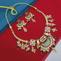 Akruti Collection Ethnic Kundan Stone And Pearls Necklace Set