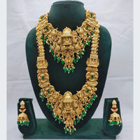 Akruti Collection  Pota And Beads Laxmi Temple Double Necklace Set 