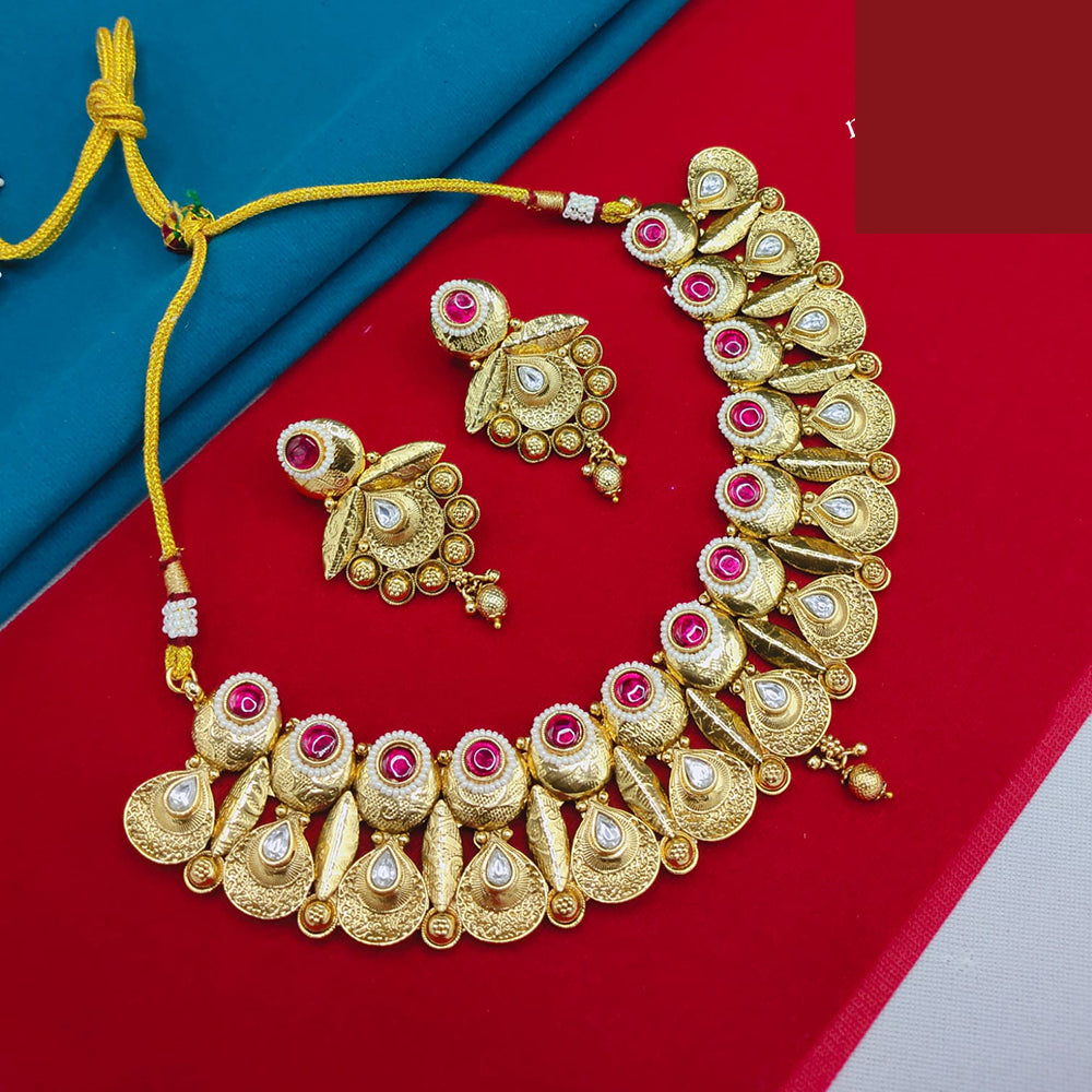 Akruti Collection Rustic Charm Pota Stone And Pearl Necklace Set