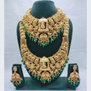 Akruti Collection Heavy Temple Necklace Set With Green Beads Wedding And Festive Wear Jewelry 