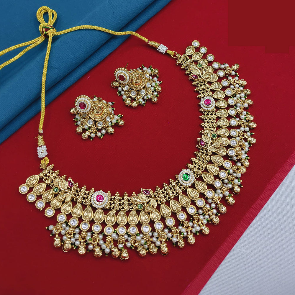 Akruti Collection Rustic Charm Pota Stone And Pearl Necklace Set