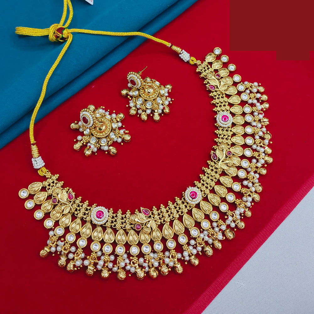 Akruti Collection Rustic Charm Pota Stone And Pearl Necklace Set