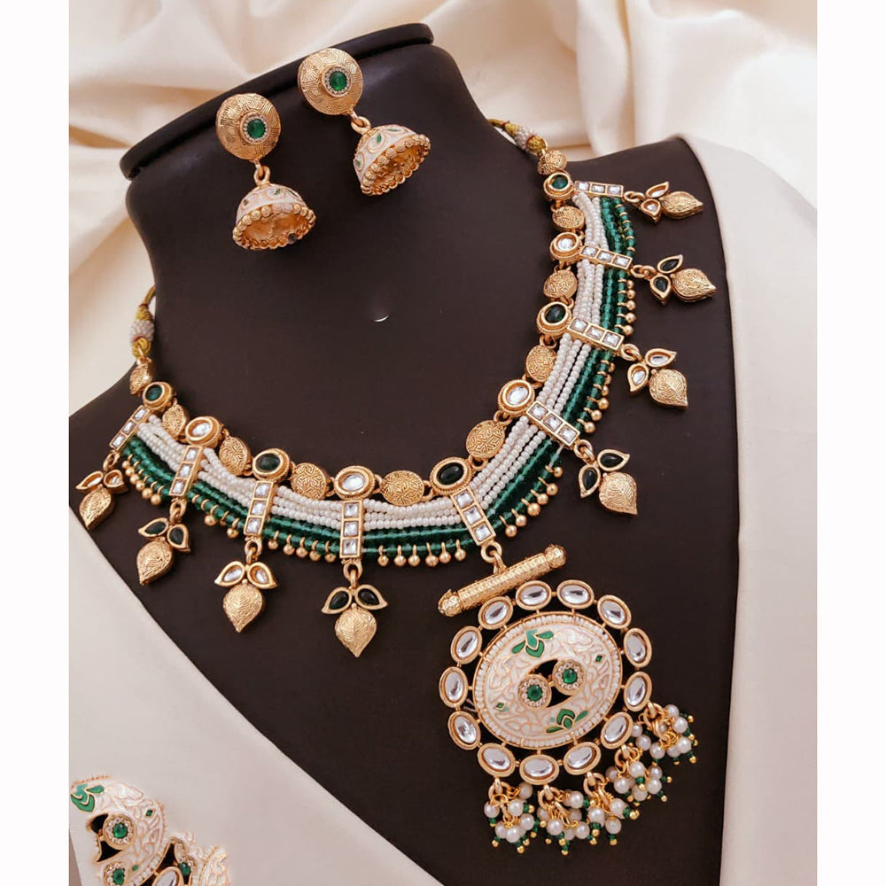 Akruti Collection Royal Spark Pota Kundan And Pearls Necklace Set