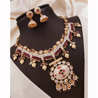 Akruti Collection Royal Spark Pota Kundan And Pearls Necklace Set