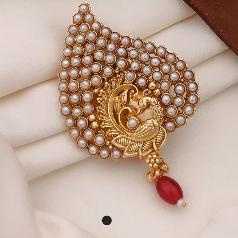 Akruti Collection Elegant Pearl Saree Pin for Women