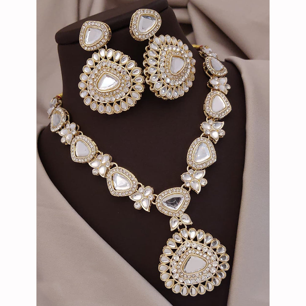 Akruti Collection Ethnic Kundan Stone Statement Necklace Set