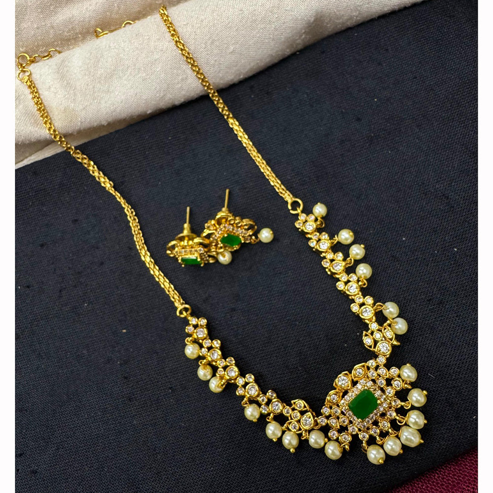 Akruti Collection Elegant Austrian Stone And Pearl Necklace Set