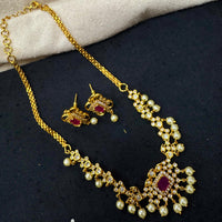 Akruti Collection Elegant Austrian Stone And Pearl Necklace Set