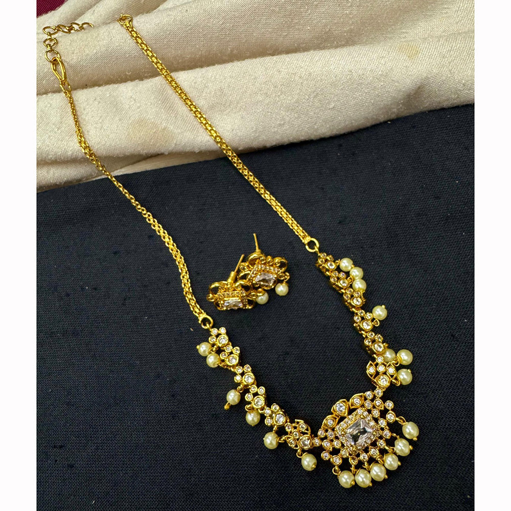 Akruti Collection Elegant Austrian Stone And Pearl Necklace Set
