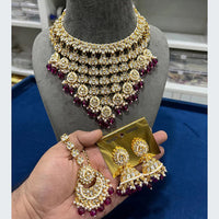 Akruti Collection Grand Kundan Pearl And Beads Embellished Choker Necklace Set