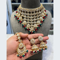 Akruti Collection Grand Kundan Pearl And Beads Embellished Choker Necklace Set