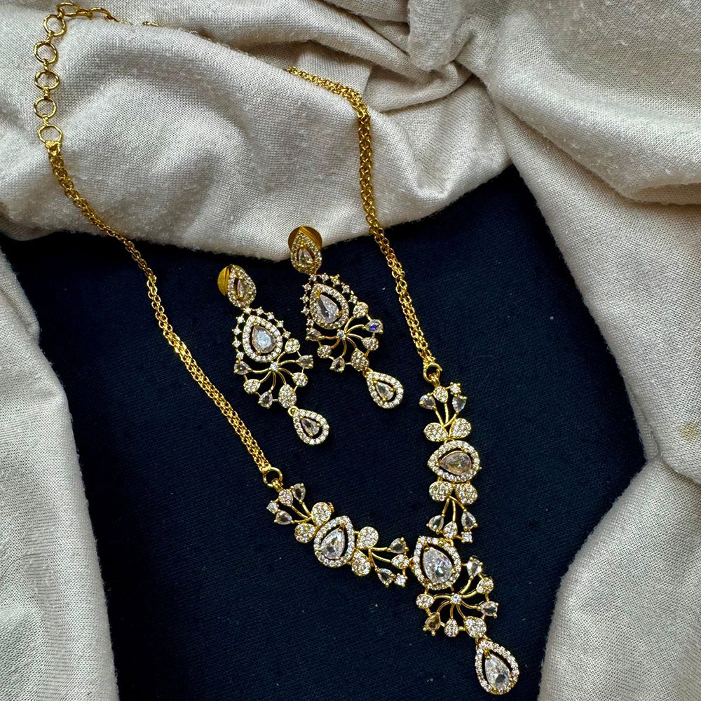 Akruti Collection Designer Sparkling American Daimond Necklace Jewellery Set