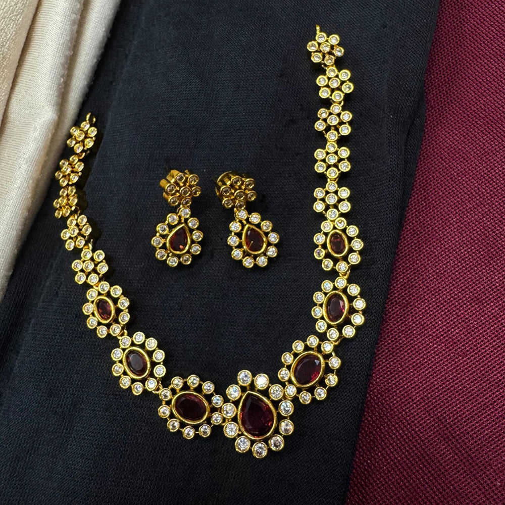 Akruti Collection Designer Pota Stone Necklace Set