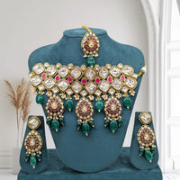 Akruti Collection Premium Kundan Stone Pearl And Beaded Choker Necklace Set