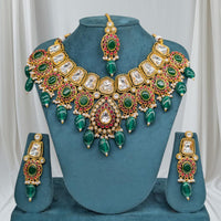 Akruti Collection Premium Kundan Stone Pearl And Beaded Necklace Set