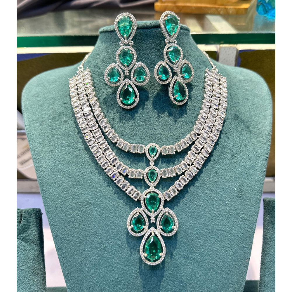 Akruti Collection Radiant Glow Modern American Daimonds Necklace Set