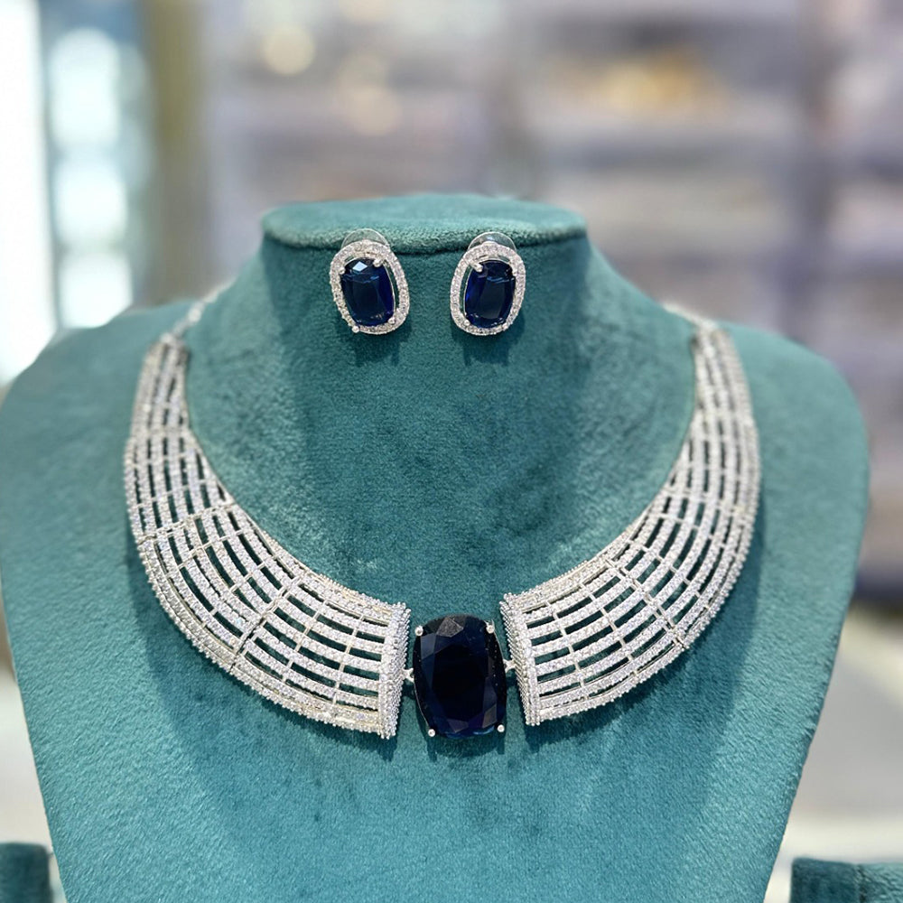 Akruti Collection Radiant Glow Modern American Daimonds Necklace Set