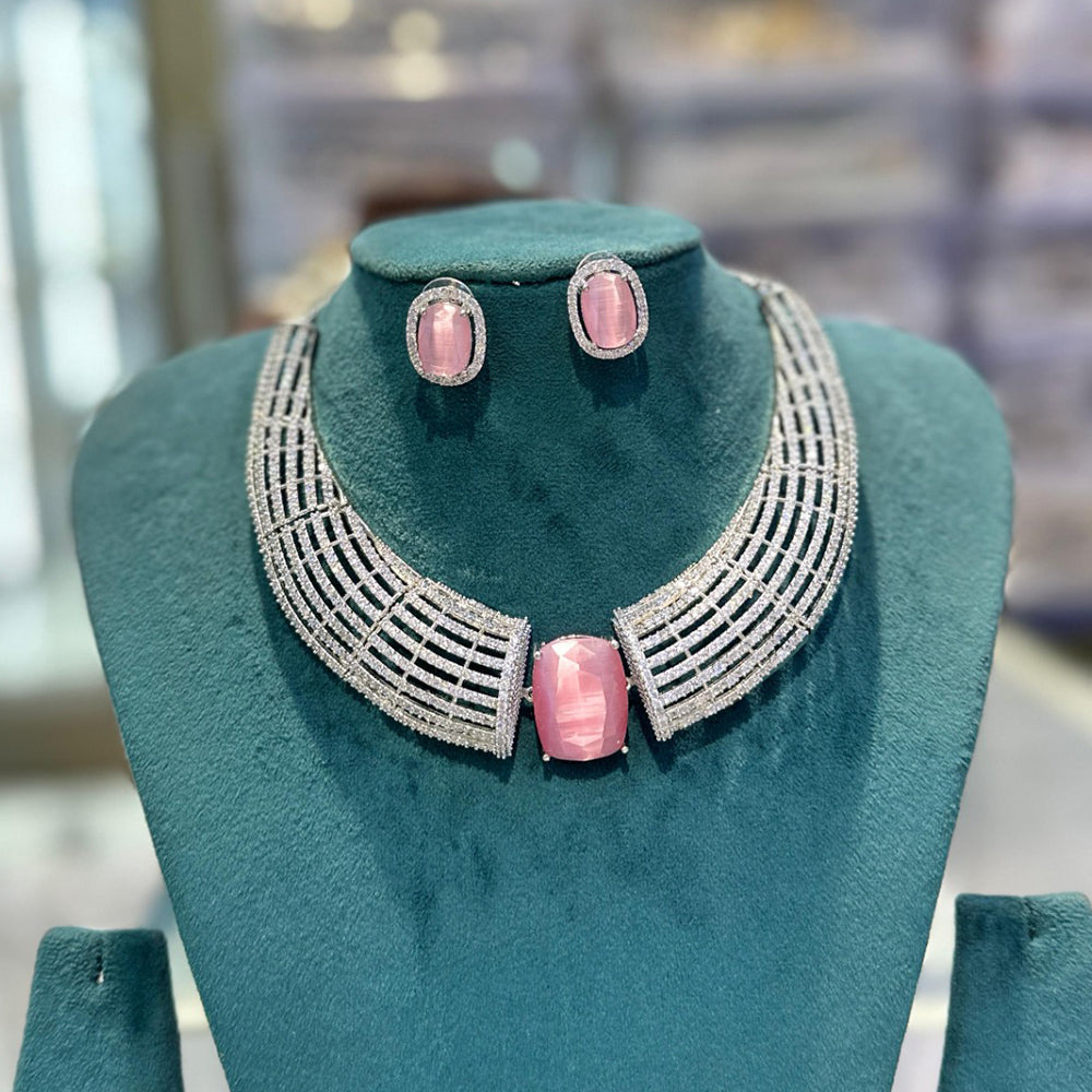 Akruti Collection Radiant Glow Modern American Daimonds Necklace Set