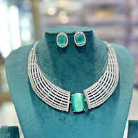 Akruti Collection Radiant Glow Modern American Daimonds Necklace Set