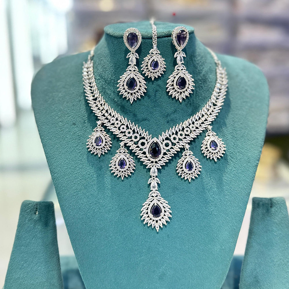 Akruti Collection Radiant Glow Modern American Daimonds Necklace Set
