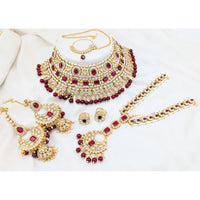 Akruti Collection Heritage Kundan Stone And Pearls Semi Bridal Necklace Set