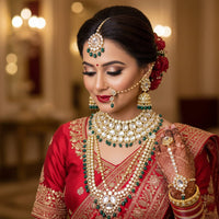 Akruti Collection Premium Kundan Stone Pearl And Beads Bridal Set