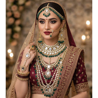 Akruti Collection Premium Kundan Stone Pearl And Beads Bridal Set