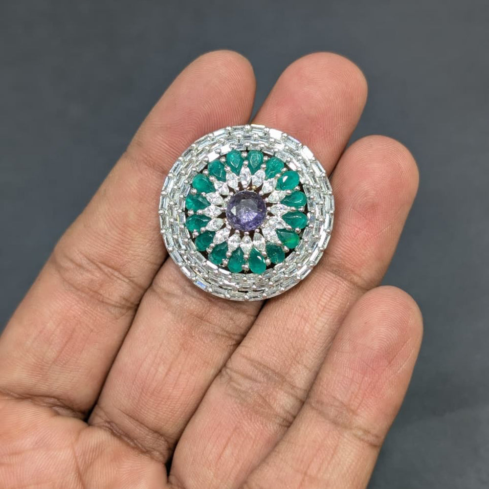 Akruti Collection Rhodium Plated Crystal And Austrian Stone Stylish Ring