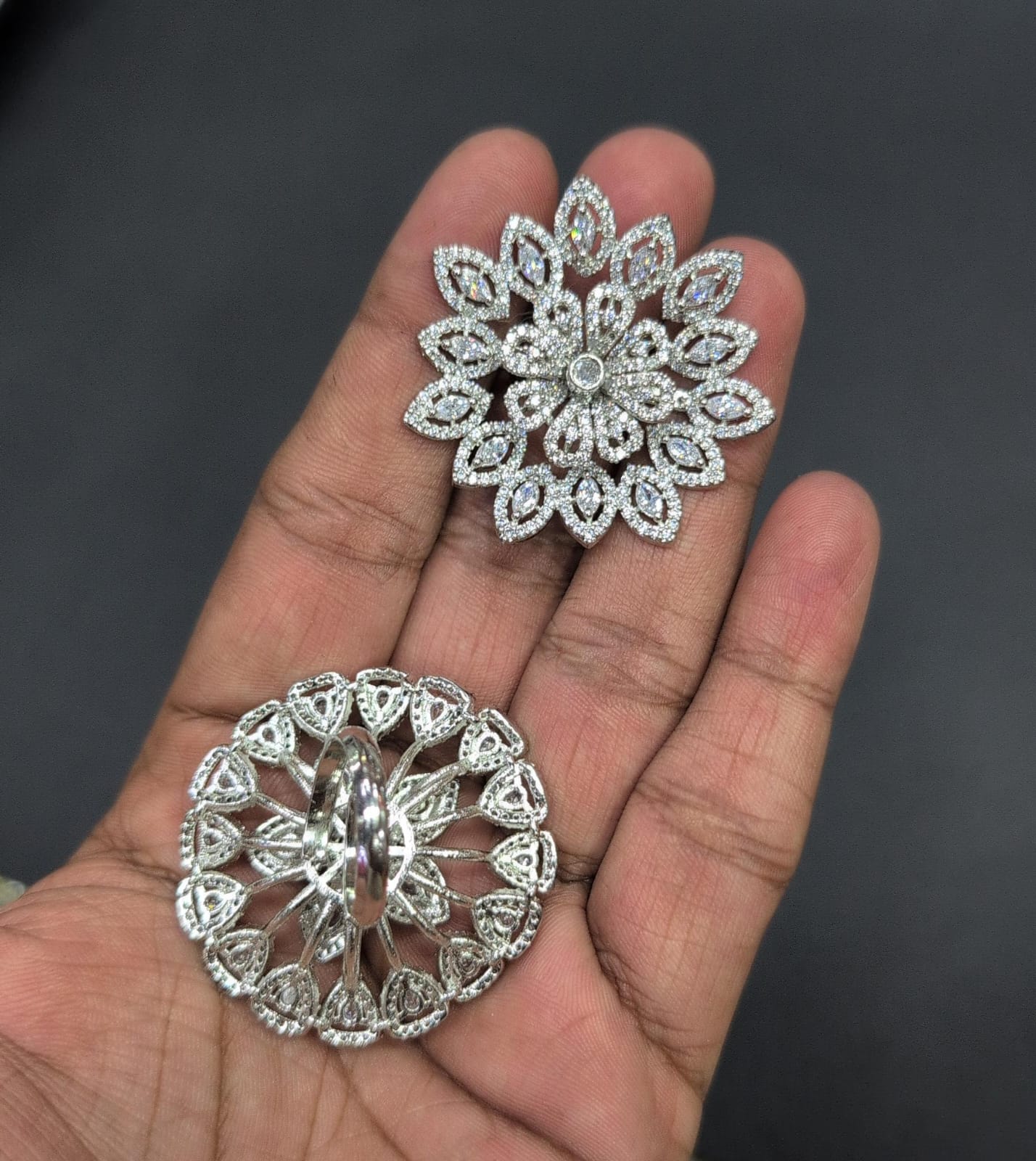 Akruti Collection Rhodium Plated Crystal And Austrian Stone Stylish Ring