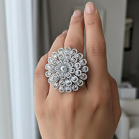 Akruti Collection Rhodium Plated Crystal And Austrian Stone Stylish Ring