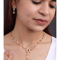 Akruti Collection Antique Finish Austrian Stone Necklace Set