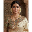 Akruti Collection Premium Pota Stone And Meenakari Double Necklace Set