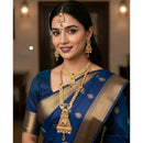 Akruti Collection Premium Pota Stone And Meenakari Double Necklace Set