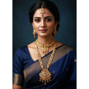 Akruti Collection Premium Pota Stone Double Necklace Set