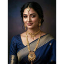 Akruti Collection Premium Pota Stone Double Necklace Set