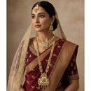 Akruti Collection Premium Pota Stone And Meenakari Double Necklace Set