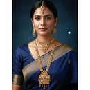 Akruti Collection Premium Pota Stone Double Necklace Set