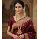 Akruti Collection Premium Pota Stone And Meenakari Double Necklace Set