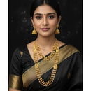 Akruti Collection Premium Pota Stone Beaded Dual Necklace Set