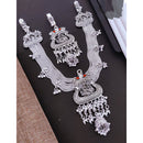 Akruti Collection Pota Stone And Temple Royal Oxidised Plated Kamarbandh