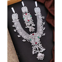 Akruti Collection Pota Stone And Temple Royal Oxidised Plated Kamarbandh