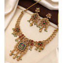 Akruti Collection Royal Pota Stone And Pearl Ethnic Necklace Set