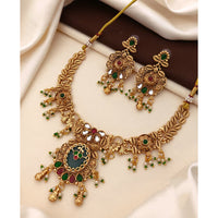 Akruti Collection Royal Pota Stone And Pearl Ethnic Necklace Set
