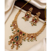 Akruti Collection Royal Pota Stone And Pearl Ethnic Necklace Set