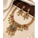 Akruti Collection Royal Pota Stone And Pearl Ethnic Necklace Set